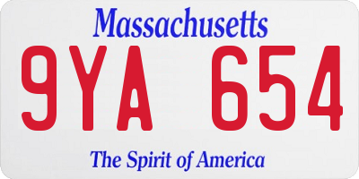 MA license plate 9YA654