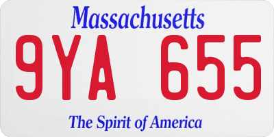 MA license plate 9YA655