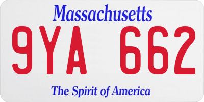 MA license plate 9YA662