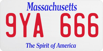 MA license plate 9YA666
