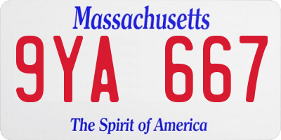 MA license plate 9YA667