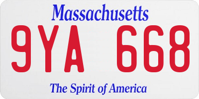MA license plate 9YA668