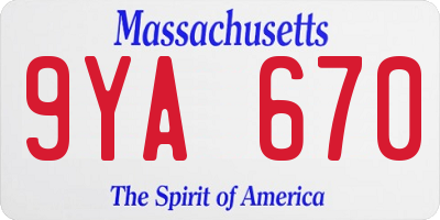 MA license plate 9YA670