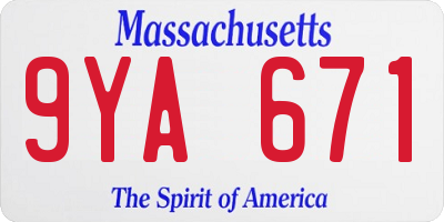 MA license plate 9YA671