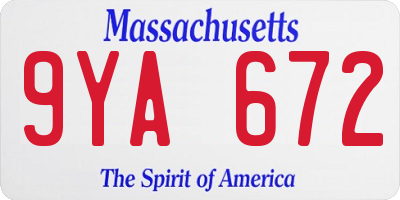 MA license plate 9YA672