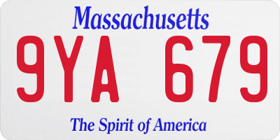 MA license plate 9YA679