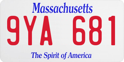 MA license plate 9YA681
