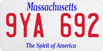 MA license plate 9YA692