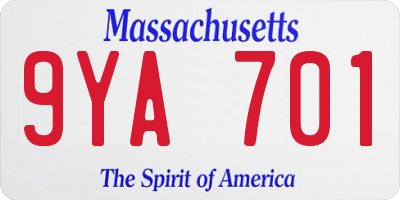 MA license plate 9YA701