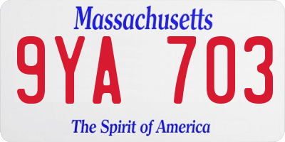 MA license plate 9YA703