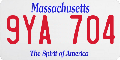 MA license plate 9YA704