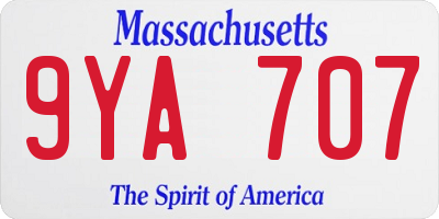 MA license plate 9YA707