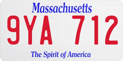 MA license plate 9YA712