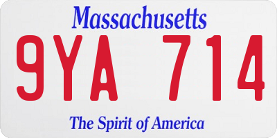 MA license plate 9YA714