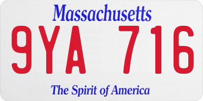 MA license plate 9YA716