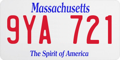 MA license plate 9YA721