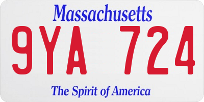 MA license plate 9YA724