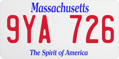 MA license plate 9YA726