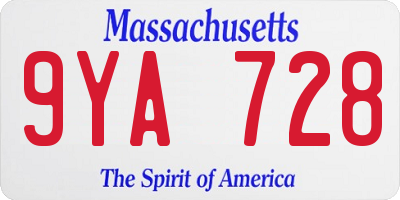 MA license plate 9YA728