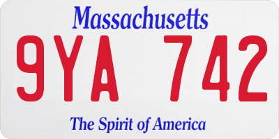 MA license plate 9YA742