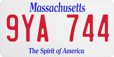MA license plate 9YA744