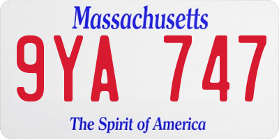 MA license plate 9YA747