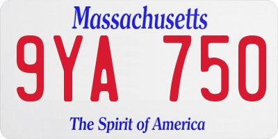 MA license plate 9YA750