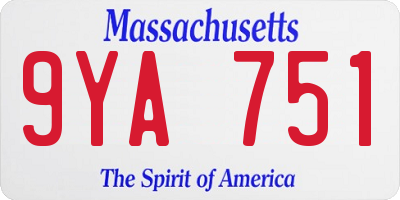 MA license plate 9YA751