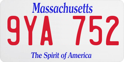 MA license plate 9YA752