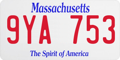 MA license plate 9YA753