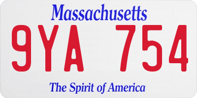 MA license plate 9YA754