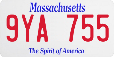 MA license plate 9YA755