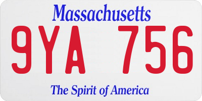 MA license plate 9YA756