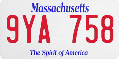 MA license plate 9YA758