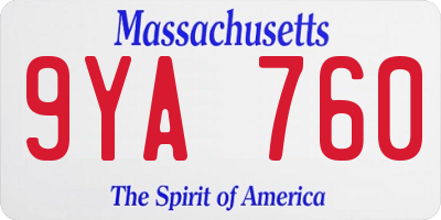 MA license plate 9YA760