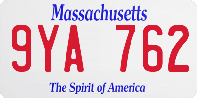 MA license plate 9YA762