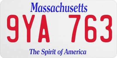 MA license plate 9YA763