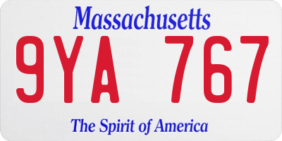 MA license plate 9YA767