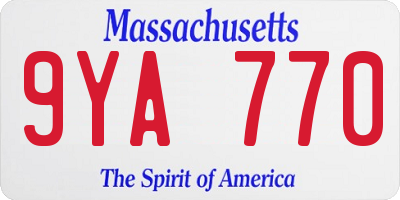 MA license plate 9YA770