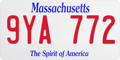 MA license plate 9YA772