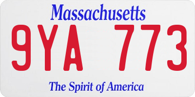 MA license plate 9YA773