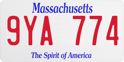 MA license plate 9YA774