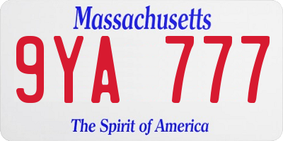 MA license plate 9YA777
