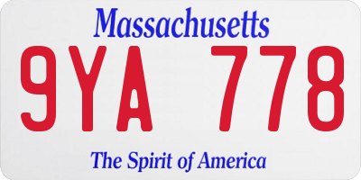 MA license plate 9YA778