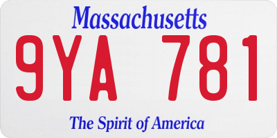 MA license plate 9YA781