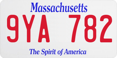 MA license plate 9YA782