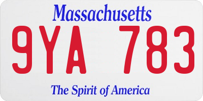 MA license plate 9YA783