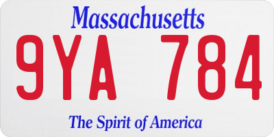 MA license plate 9YA784