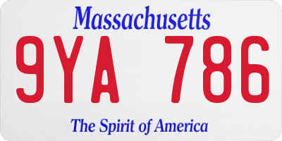 MA license plate 9YA786