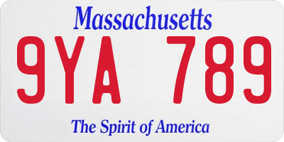 MA license plate 9YA789